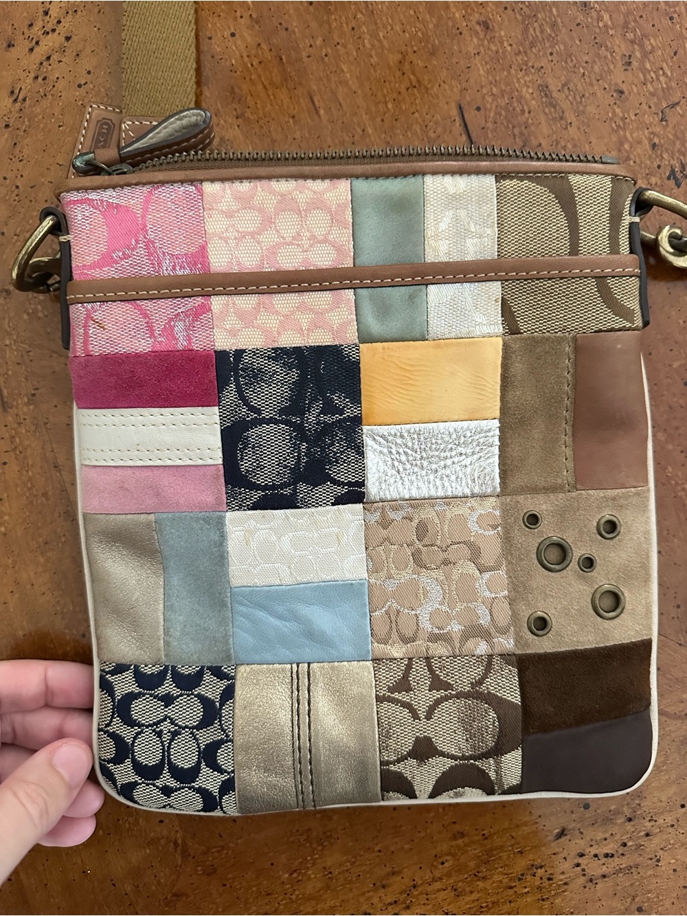 Coach Patchwork Crossbody Bag - Pink, Blue, Yellow, Brown, Cream